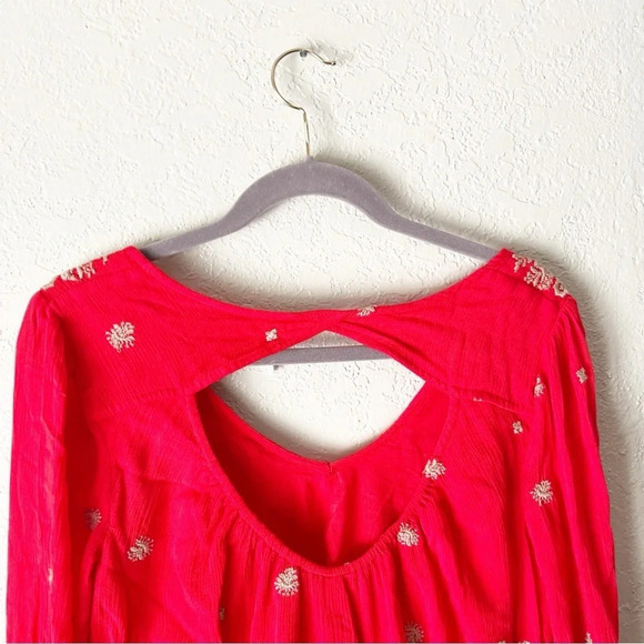 Free People Dress Women's Small S Sweet Tennessee Red Embroidered Tomato Girl - Picture 8 of 10